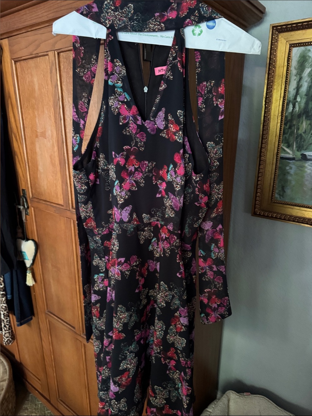 Black dress with Pink & Purple Butterfly Print
